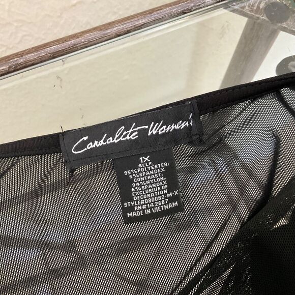 Women’s Candalite Formal Dress Size 1X maxi illusion back beaded cap sleeves - Picture 4 of 4